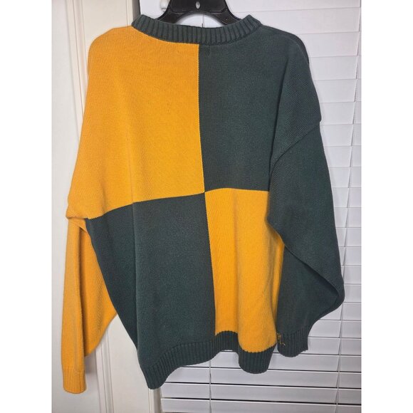 VTG Green Bay Packers Color Block Sweater XL Tundra Sport Canada 100% Cotton - Picture 3 of 8